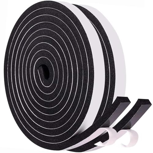 Dichtungsband Selbstklebend für Türen Fenster, 10mm(B) x 6mm(D)/8m Schalldämmung Wasserdicht Schaumstoffband Gummidichtung Türdichtung für Kollision Siegel Schalldicht