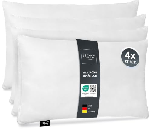 LILENO HOME Microfaser Kissen 50x70 cm [4er Set] bis 95 Grad waschbar | Kopfkissen 50x70 cm als Kissen-Füllung für Bett oder als Dekokissen - Sofakissen & Zierkissen