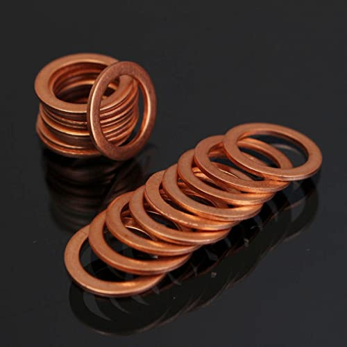 GatherTOOL 20 Pcs/50 Pcs M10 * 14mm Rondelle en Cuivre Moto Tressé Embrayage Tuyau De Frein Banjo Joint 10mm Cuivre Crush Rondelle Moto Tuyau Rondelles Accessoires Outils (Color : 50pcs)