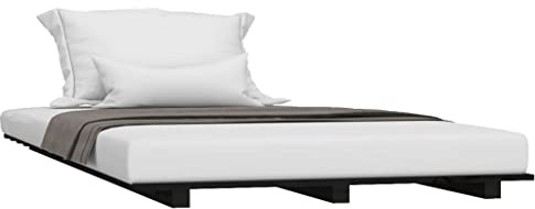 vidaXL Estructura de Cama Madera Maciza de Pino Negro 100x200 cm