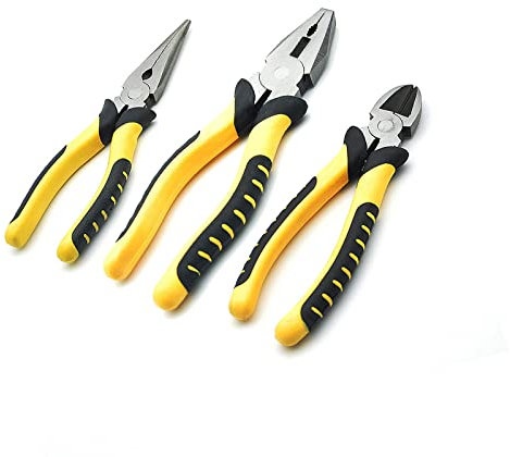 3Pcs Heavy Duty Pliers Set-8 Combination Plier, 6 Diagonal Cutting Plier, 6 Long Nose Pliers with Soft Handles
