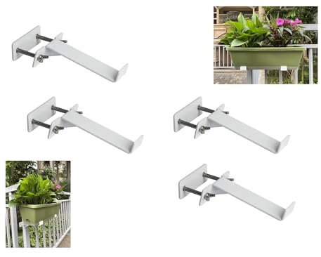 Deckgeländer-Pflanzkastenhalterungen, robuste Eisen-schwarze Pflanzgefäß-Halterung, universelle Pflanzkasten-Halterungen für den Außenbereich, langlebige Blumenkasten-Halterungen (4 Stück, 15,2 cm,