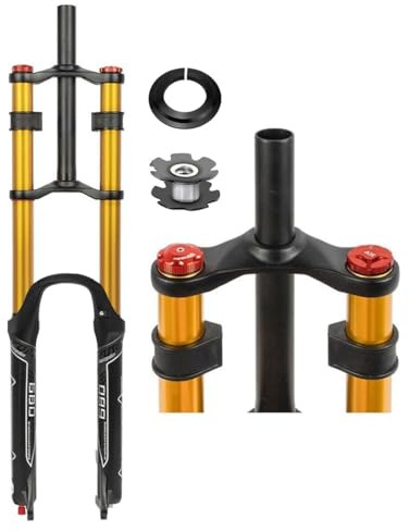 Mountain Bike Front Suspension Fork 26 27.5 29 Inch Disc Brake Air Down Hill Fork 1-1/8 Straight 1-1/2 Tapered Mtb Triple Tree Bike Fork Travel 135mm Quick Release 2440g ( Color : Gold , Size : 29