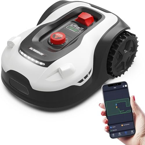 SUNSEEKER L22 Plus Robotic Lawn Mower 0.6 Acre/ 26,000 Sq.Ft, with Mapping Function and App Control, Only 52 db,Rain Sensor & Boundary Wire, Battery & Charger Included, Black & White…
