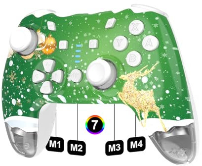 Switch Controller, kabelloser Switch Pro Controller für Switch/Switch Lite/Switch OLED, kabelloses Gamepad für PC/iOS/Android mit RGB/programmierbar/Bewegungssteuerung/Vibration/Turbo/Wakeup (weiß)
