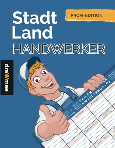 Stadt Land Handwerker - Quiz Geschenk für Maler, Elektriker, Maurer, Fliesenleger uvm.: Spielblock mit 35 Blatt Din-A4 (Seiten zum Ausschneiden)