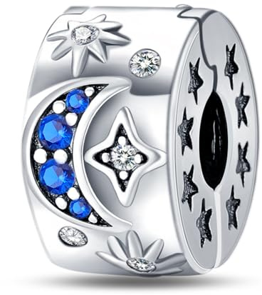LNQOBU Clip/Stopper Charms für Armband 925 Sterlingsilber Pave Cubic Zirkonia Charm Bead Star Moon Charme Blauer Schmetterling Charm Schmuck Geschenk für Frauen