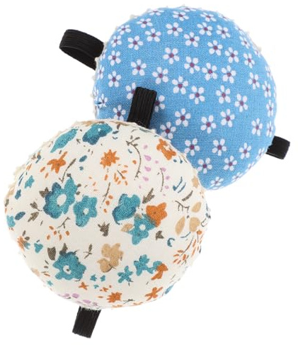 Handgelenk Nadelkissen mit Blumenmuster, 2 Stück aus Stoff | Tragbar und Handlich, Geeignet für Anfänger und Kinder, für Nähkorb und Geschenk Zufälliger Stil