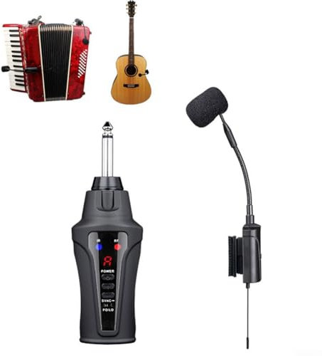 Professionelles Kabelloses Mikrofonsystem, UHF Wireless Mic Empfänger Sender System und 6.35 mm Empfänger für dynamisches Mikrofon, für Gitarre Akkordeon Kondensatormikrofon, PA, Lautsprecher(AU PLUG)