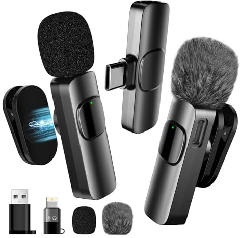 Verbessertes 3-in-1-Kabelloses-Ansteckmikrofon für iPhone/Android/PC – EIN Mini-Mikrofon, geeignet für Videoaufnahmen und Podcasts; das Handy-Mic Wird mit einem verstellbaren Lavalier-Clip geliefert