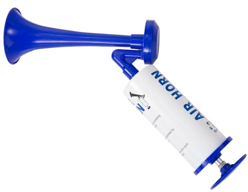Handgehaltene Luftdruck-Hupe, Lärmmacher für Sportveranstaltungen, Boote, Sicherheitssignale und Partys, Aluminiumgehäuse und Luftpumpe (Blau)