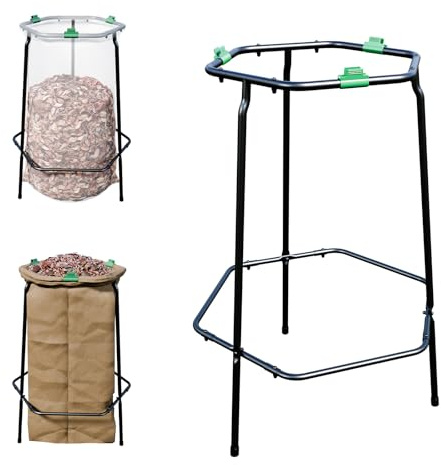 Nomanak Trash Bag Stand - Outdoor Leaf & Lawn Bag Holder for 33-50 Gallon Plastic & 30 Gallon Paper Bags, Gardening, Parties