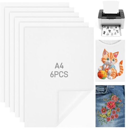 6Stk Stickvlies Wasserlöslich, A4 Wasserlösliches Stickvlies Selbstklebend, Druckbar Stickvorlagen Wasserlöslich, Stickvlies Ausreißbar Stickfolie Wasserlöslich für Embroidery Nadelarbeiten (21*30cm)
