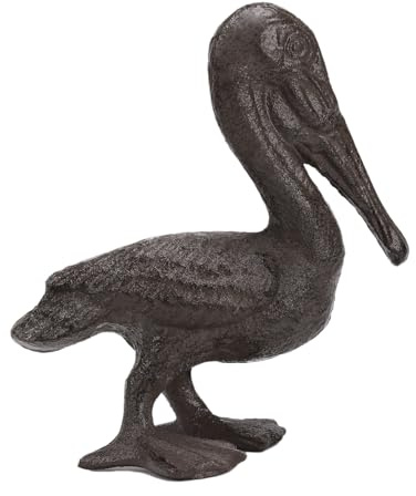 Pelikan-Statue aus Gusseisen, robust, simulierte Enten-Skulptur, 17,8 cm (H) | Dekoration für Zuhause, Bauernhaus, Garten, Rasen, Balkon, Heimdekoration, Retro-Rostfarbe