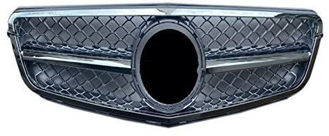 Auto Frontgrill Kühlergitter Rennwagen-Frontgrill Für Benz C-Klasse W204 C180 C200 C300 C350 2008 2009 2010 2011 2012 2013 2014 Für AMG C63-Stil(Silber)