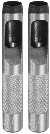 QUARKZMAN 2 Stück 12mm Lochstanzer, Locheisen Leder Rund Hohlstanzwerkzeug aus Karbonstahl Kreis Schneidwerkzeug für Gürtel Lederhandwerk Uhrenarmbänder Papier