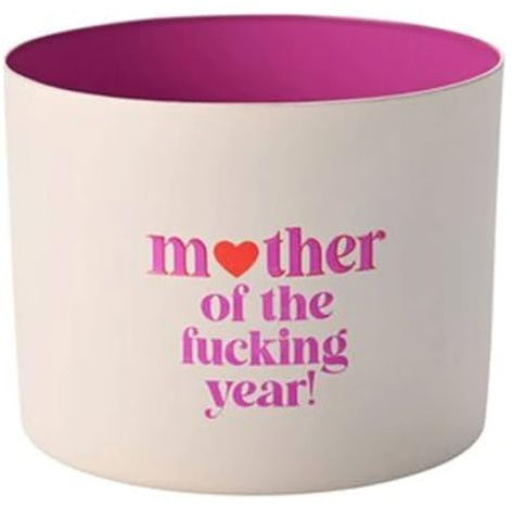 Goa, vindljus, motiv: Mother of The Year!, vit/neonrosa, H 7,5 cm, D 10 cm