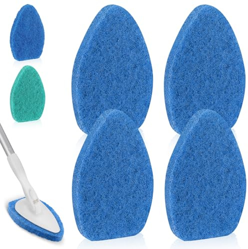 Baderke 4 Pcs Tub Tile Scrubber Cleaning Brush Pad (Without Handle), Blue | for Shower Bathroom Buildup Toilet Wall Floor, Brush Non-scratch Scouring Pads, Kitchen Sponges for Cleaning Home