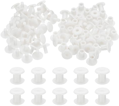 PATIKIL M5x6mm Perno Di Plastica, 50 Set Perni Chicago In Plastica Viti Di Fissaggio Rivetto Post Press-on Fibbia Per Album Fotografici Scrapbook In Pelle, Bianco