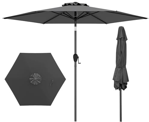 COSTWAY Parasoll 265 cm, trädgårdsparaply med vev för att öppna/stänga, böjbart på båda sidor, terrassparaply med 18 glasfiberribbor och aluminiumstång, marknadsparaply för terrass, balkong