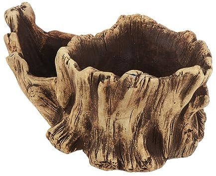 iplusmile Blumentopf Aus Zement Retro-Stil Holzstumpf Design Doppelfächer Gelb Langlebig Für Heimdekoration Und Bürogebrauch