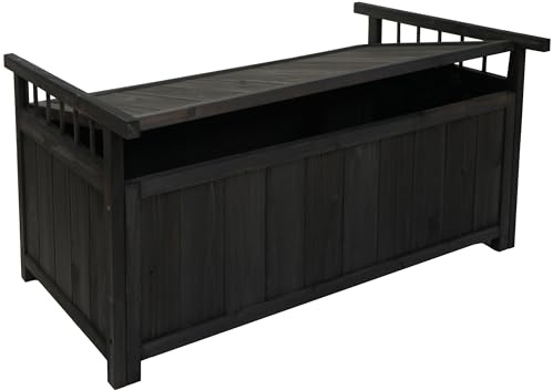 Mendler Aufbewahrungstruhe HWC-O13 Tanne Holz FSC® 53x108x60cm - anthrazit | Gartentruhe, Auflagenbox, Truhe