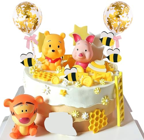Newmemo Winnie Cake Topper 12Pcs Winnie figurines Pooh Cake Toppers Winnie Cupcake Toppers Pooh Bear Cake Picks Winnie Cake Decorations for Winnie Birthday Baby Shower Party Decorations Supplies