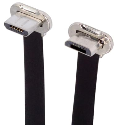CY Micro USB2.0 Male to Micro USB Male 5Pin Ultra Slim Flat Data Charge Cable 16cm Down to Up Angle 90 Degree Connector