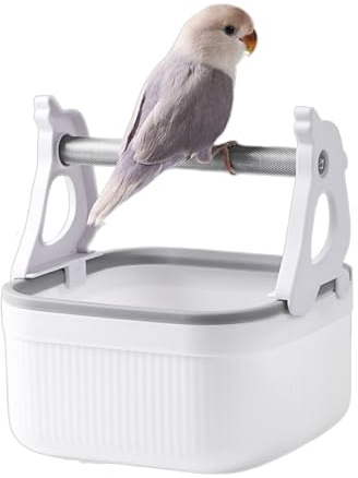 Bird Perch for Desk, Desktop Game and Training Stand with Toilet Bucket, Rodent Bar, Robust Bird Toys for Grey Cockatiels, Parakeets, Sparrows, Budgies