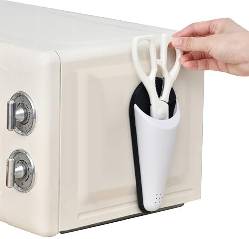 Cesoia per frigorifero Porta magnetica con fori per gocciolamento | Supporto per forbici da cucina per forbici da cibo | Pratico design di drenaggio | Supporto magnetico per dispositivi