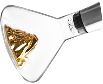 ARTSEWPLY Decantador de Vino de Cristal 1500 Ml Color Dorado Diseño Artístico Boca Inclinada para Vino y Brandy Práctico y Portátil para Vinotecas y Catas