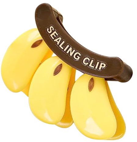 Huxibai Matpåsklämmor, magnetisk bananformad klämma – påsförslutningar för mellanmål, för frys, skafferi, brödflingor, frukt, kakor, Gul, Consulte la descripción, Se beskrivningen