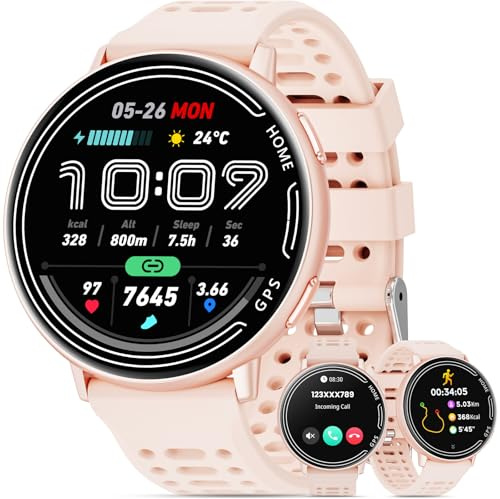 Mingdaln Montre Intelligente avec GPS pour Hommes et Femmes, écran de 1,39 Pouces pour Les appels, la fréquence Cardiaque, Plusieurs Modes Sportifs, Compatible avec Les systèmes Android et iOS (Rose)