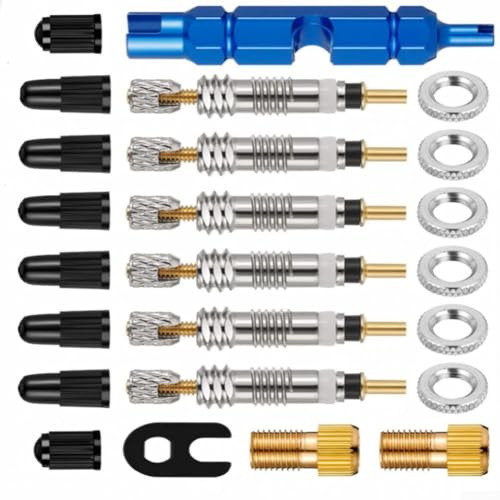 WIIYENA Kit d'outils d'entretien VTT 24 pièces pour valve française et convertisseur de buse, bleu