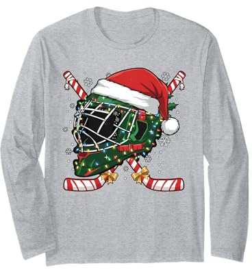 Casco da Hockey su Ghiaccio di Babbo Natale, per Uomini, Ragazzi, Ragazzi e Adolescenti Maglia a Manica