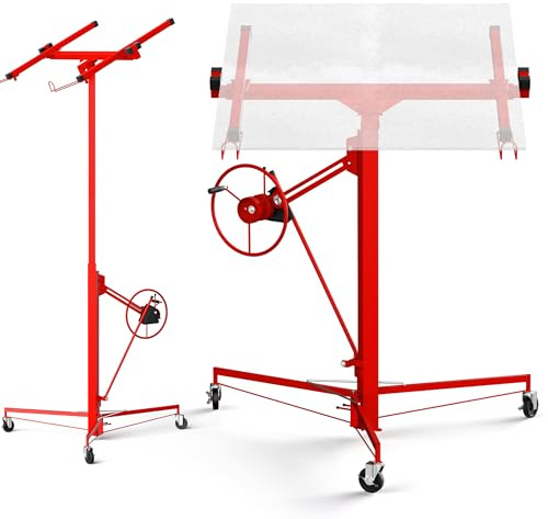 STANEW Elevador de Placas XXL Plegable hasta máx. 68 kg, para Paneles de Yeso y Placas de riego, Altura de Trabajo Regulable de 140 a 325 cm, Altura de Trabajo Ajustable, máx. 290 cm de Ancho