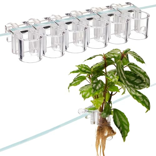 Soporte para Plantas de Acuario, 6 Unidades de Estante Acrílico para Plantas Acuáticas – Portamacetas Colgantes Reutilizables para Acuario, Compatible con Grosor de Vidrio de 0,3 a 0,6 Pulgadas (8-15