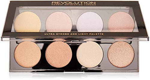 MAKEUP REVOLUTION Ultra Strobe and Light Palette – Highlighter con 8 sfumature – vegano, senza glutine e senza animali – 15 g