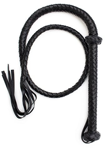Boowhol Fouet en cuir - Longueur : 140 cm - Cravache tressée - S&M - Bondage - Flogger avec anneau de suspension - Jouet sexuel pour BDSM (noir)