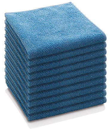 E-Cloth General Purpose Microfibre Cloth, Multipurpose Cleaning Cloth for Household Surfaces, Washable and Reusable, 100 Wash Promise, Blue, 10 Pack