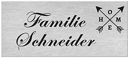 Klingelschild selbstklebend Briefkastenschild Namensschild Gravur Home | Edelstahlschild mit Namensgravur, witterungs- und UV-beständig, Premium Lasergravur, Schild, hochwertig, personalisiert