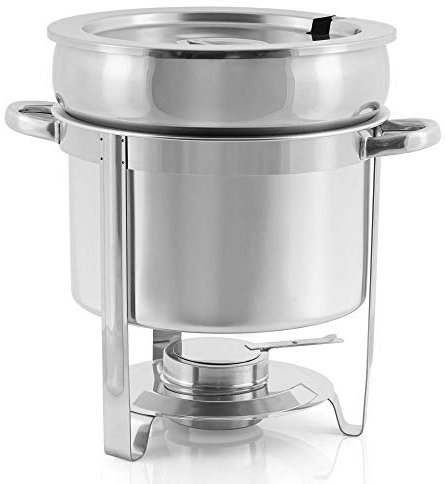 Mahlzeit Calientaplatos de Acero Inoxidable Redondo 10 litros | Calentador de Comida Calentador de Sopa Olla de Sopa al baño Maria Calientaplatos para Buffet Catering Buffet Gastro y Fiesta