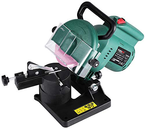 POSENPRO 220W Corded Electric Chainsaw Sharpener Grinder Work with a Grind Angle of 35° Left to Right, 100MM Grinding Wheel Included