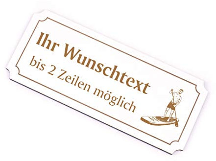 Schild graviert mit Motiv Stand Up Paddling und Wunschtext - Klingelschild Türschild 19x8cm