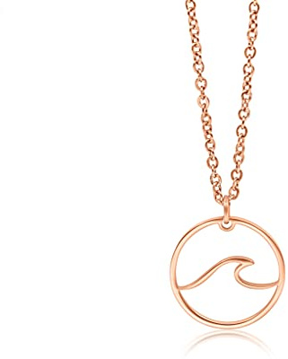 Nuoli® Welle Kette Damen (45 + 5cm verstellbar) Hochwertige Halskette mit Wellen Schmuck Anhänger für Frauen & Mädchen, aus Edelstahl