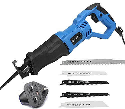 Corded Reciprocating Saw 900W Electric Saber Saw for Wood Metal Cutting, Handheld Reciprocating Saw Variable Speed & Lock-Button Tool Free Blade Change with 5 Sabre Saw Blades
