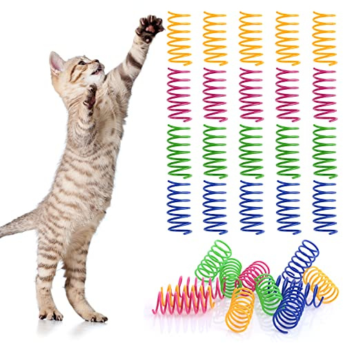 Cobee Cat Spring Toys 20pcs Kätzchen Bunte Feder Katzenspielzeug BPA-frei Kunststoffspiralfedern Interaktives Spielzeug Kunststoffspiralfedern Interaktiv für Kätzchen Swatting Beißendes Jagdspielzeug