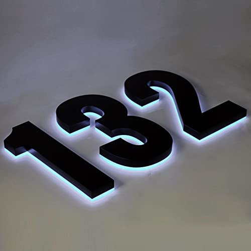 Numéro de Maison à LED,(20500mm), Numéros d'adresse flottants à LED, Numéros de maison éclairés, Numéro de maison éclairé en acier inoxydable.