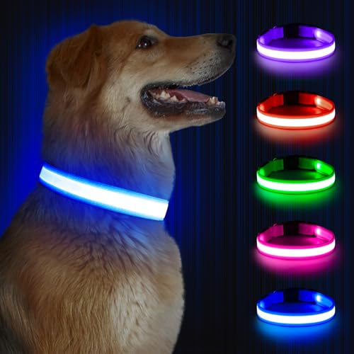Kpuplol Leuchthalsband Hund, Wiederaufladbar Leuchtend LED Halsband | Hundehalsband Leuchtend für Hunde Einstellbare Größe, 3 Beleuchtungsmodi für Kleine Mittlere Große Hunde