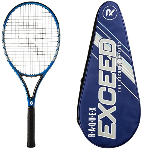 Raquex EXCEED Tennisschläger - Kohlefaser Tennisschläger mit voller Länge Abdeckung/Tasche - Erwachsene Tennisschläger für Männer und Frauen - 27 Zoll